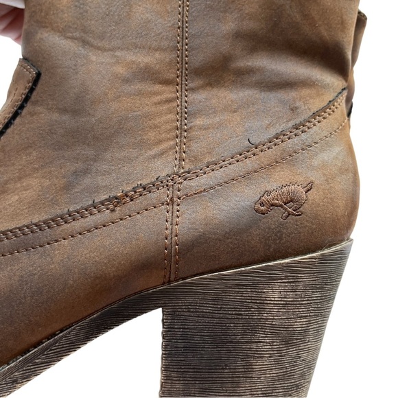 Rocket Dog Brown Faux Leather Pull On Heeled Booties - Picture 6 of 9